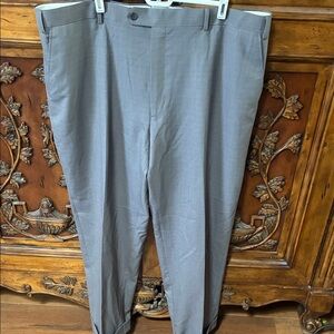 NWT Paul Fredrick Men's Classic Gray Checkered Trousers 100% Wool 42 x 30